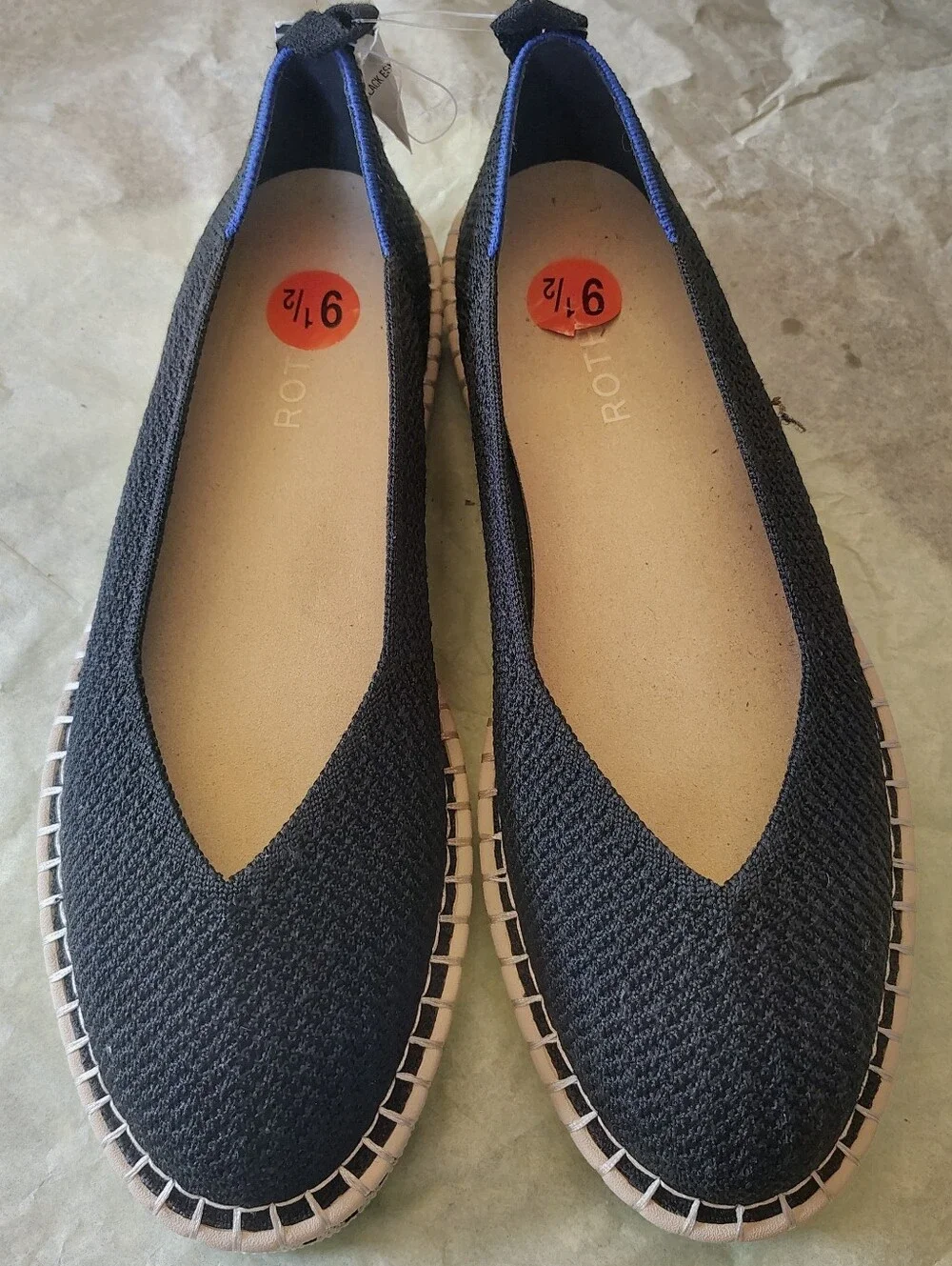 Rothy’s Espadrille Sz 9.5 Navy Stripe NWT - No Laces